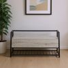 42" Gray And Black Bench With Flip top