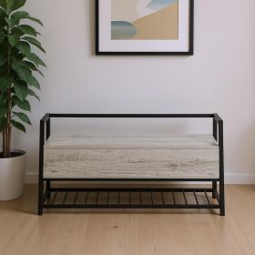 42" Gray And Black Bench With Flip top
