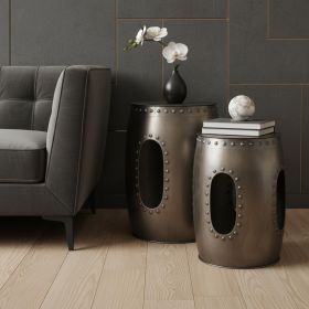 20" Nickel Iron Round End Table