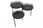 23" Black Solid Wood And Iron Round End Table