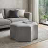 33" Gray Velvet Tufted Octagonal Cocktail Ottoman