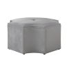 33" Gray Velvet Tufted Octagonal Cocktail Ottoman