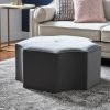 33" Gray Linen Specialty Cocktail Ottoman