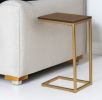 25" Gold And Elm Solid Wood Rectangular End Table