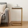 25" Gold And Elm Solid Wood Rectangular End Table