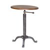 22" Industrial And Chestnut Solid Wood Round End Table
