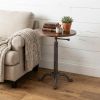 22" Industrial And Chestnut Solid Wood Round End Table