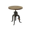 19" Industrial And Oak Solid Wood Round End Table