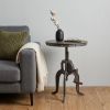 19" Gray Iron Height Adjustable Round End Table
