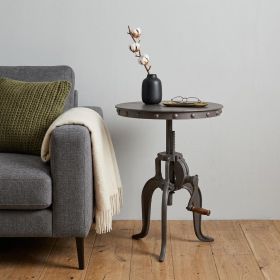 19" Gray Iron Height Adjustable Round End Table