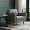 35" Pesto Green Genuine Leather And Black Tufted Arm Chair