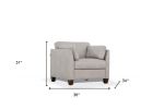 36" Dusty White Genuine Leather And Black Arm Chair