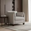 36" Dusty White Genuine Leather And Black Arm Chair