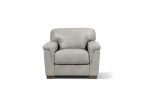 43" Gray and Brown Genuine Leather Arm Chair