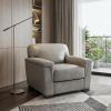 43" Gray and Brown Genuine Leather Arm Chair