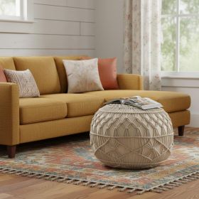 20" Cream 100% Cotton Ottoman