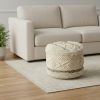 18" Cream Wool Ottoman