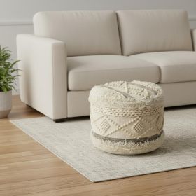 18" Cream Wool Ottoman