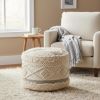 18" Cream Wool Ottoman