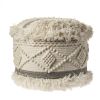 18" Cream Wool Ottoman