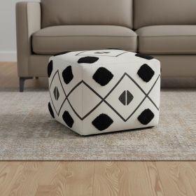 18" White 100% Cotton Ottoman