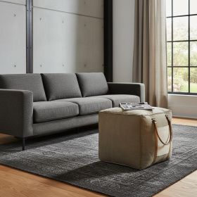 20" Gray Cotton Blend Ottoman
