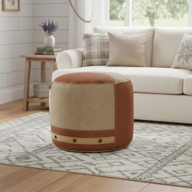 16" Tan 100% Cotton Ottoman