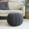 20" Black 100% Cotton Ottoman