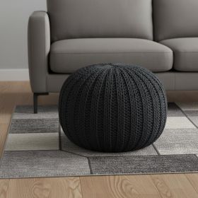 20" Black 100% Cotton Ottoman