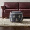 18" Blue 100% Cotton Ottoman