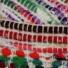 18" Multicolored Cotton Blend Ottoman