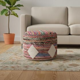 18" Multicolored Cotton Blend Ottoman