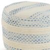 18" Blue Cotton Blend Ottoman