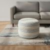 18" Blue Cotton Blend Ottoman