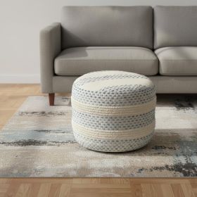 18" Blue Cotton Blend Ottoman