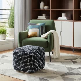 16" Black Polyester Ottoman