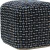 16" Black Polyester Ottoman