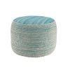 18" Blue Polyester Ottoman