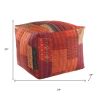 24" Red Cotton Blend Ottoman