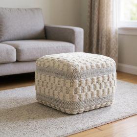 18" Beige Wool Ottoman