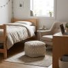 18" Beige Wool Ottoman