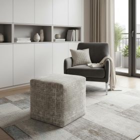 18" Gray Polyester Blend Ottoman