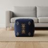 18" Blue Polyester Blend Ottoman
