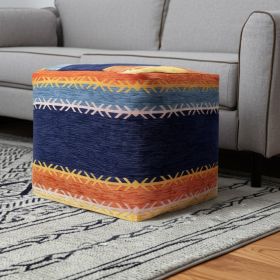 18" Multicolored Polyester Blend Ottoman