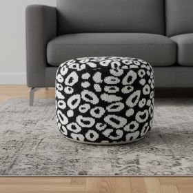 18" Black Cotton Blend Ottoman