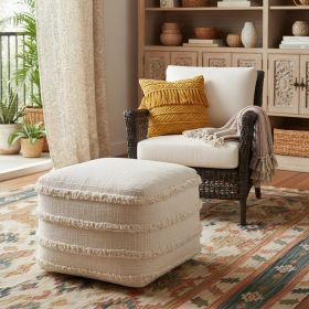 18" Cream 100% Cotton Ottoman
