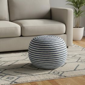 20" Blue Jute Ottoman
