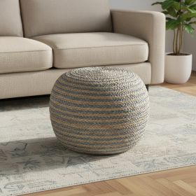 20" Gray Jute Ottoman
