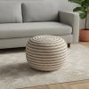 20" White Jute Ottoman