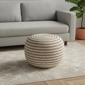 20" White Jute Ottoman